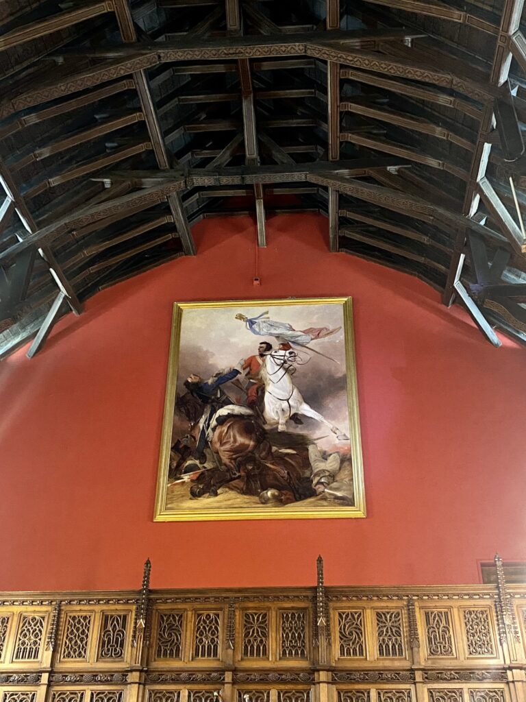 Painting on the red wall of the great hall in Edinburgh Castle